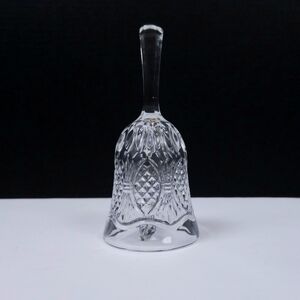 Vintage Crystal Cut Clear Glass Intricate Little Dinner Bell 5.5 X 2.5 In